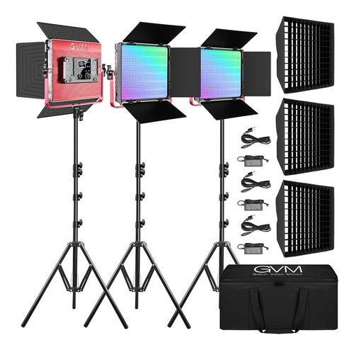 Luz Led Para Video Gvm 1200d Pro Rgb Con 3 Softboxes, Kit De