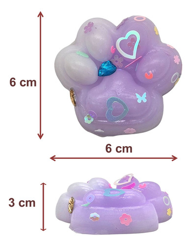 3 Squishy Mochi Gatito + Huella Peluda - Antiestres C/ Huella Pegajosa Roja