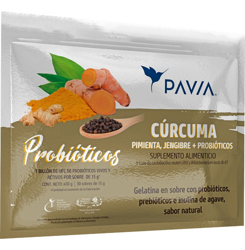 Probióticos Pavia Cúrcuma Con Jengibre Y Pimienta Negra