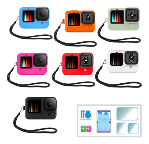 Case Silicona Gopro Hero 10 + Kit Protectores De Pantalla