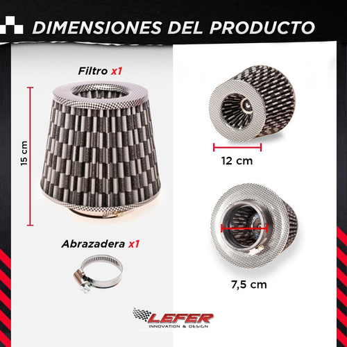 Imagen 5 de 6 de Filtro De Aire Biconico + Acelerador De Potencia Speed- Tec