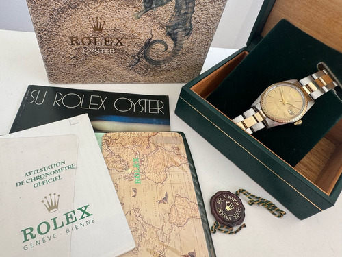 Reloj Rolex Date Combinado Ref 1505 34 Mm Full Set 1980 Gris Y Dorado Dorado Dorado (Usado)