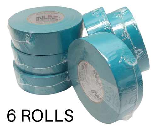 6 Rolls   Inline 880100 10 Mil Teal Duct Tape 48mm (2 )  Aam