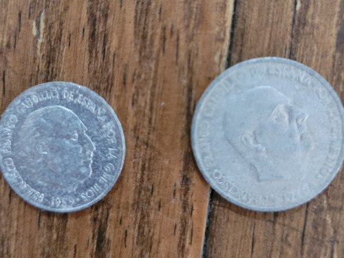 Lote 2 Moedas 10 E 50 , 1959 E 1966, Cêntimos Espanha (Usado)