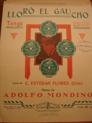 Partitura Lloro El Gaucho Tango Flores Cele Mondino Victor