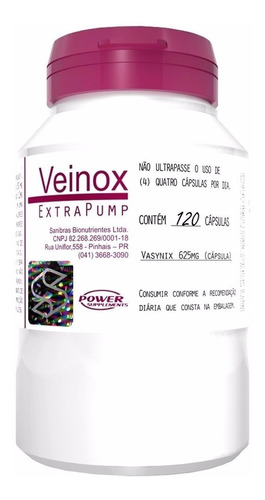 Veinox Extra Pump Vasodilatador 120 Cáps - Power Supplemen