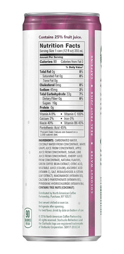 Agua D Coco Con Cereza Y Limonada Starbucks Refreshers 355ml
