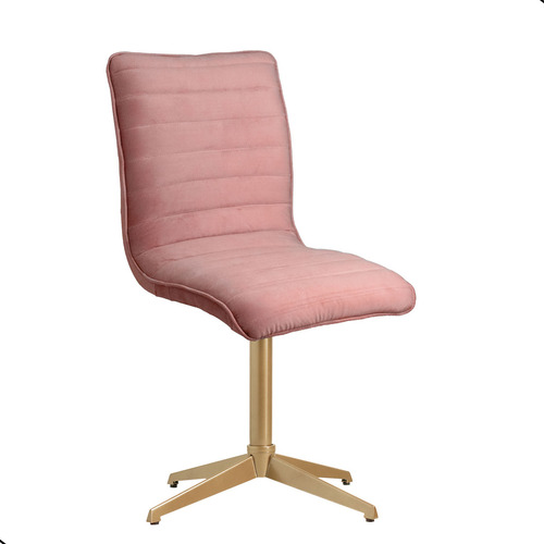 Cadeira Para Mesa De Jantar Base Giratória Dourada Mari Estrutura Da Cadeira Dourado Assento Veludo Rosa Antigo Desenho Do Tecido Liso