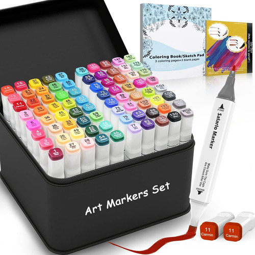 Salarlo 80+2 Colores Marcadores Alcohol Dibujo Artístico A