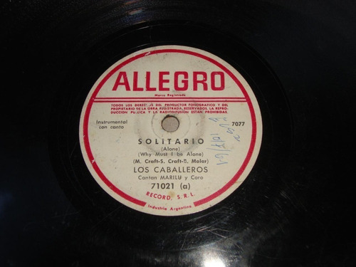 Pasta Los Caballeros Canta Marilu Y Coro Allegro 7078 C21