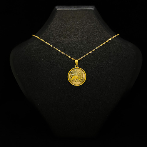 Cadena Y Dije León De Judah Rastafari Oro 18k Amarillo 50 Cm