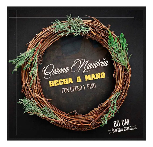 Corona De Navidad, Corona De Ramas Seca, Corona Natural 80cm