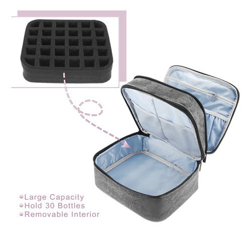 Estuche De Transporte Para Esmalte Uñas 30 Botellas Gris
