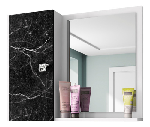 Armario Banheiro Espelheira Genova 1 Porta Branco Nero Gt Magazine
