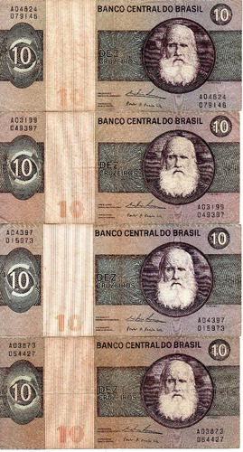 10 Cruzeiros Brasil 1980 Billetes Coleccion Lote X 4