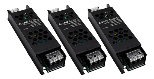 Kit 3 Fonte Chaveada 12v 10a 120w P/ Cftv Fita Led Som Preta