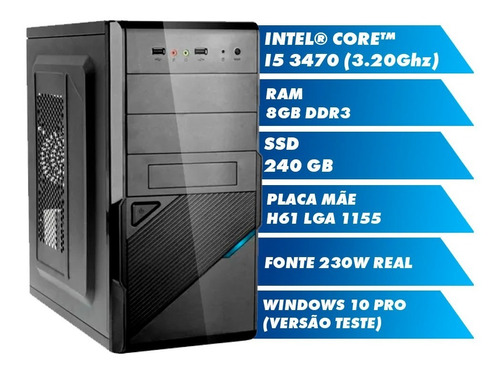 Pc Computador Cpu Intel Core I5 Ssd240gb 8gb Ram Promoção