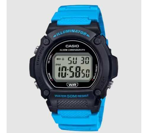 Relógio Casio W-219h-2a2vdf-sc Azul Resistente À Água