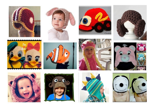 10 Patrones Gorros Bb Niños A Eleccion-crochet X10 +1regalo