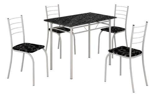 Conjunto Mesa C/4 Cadeiras Para Cozinha Rio Teixeira Branca