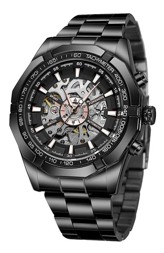 Reloj Hombre Tiong S101-black Automático Pulso Negro En