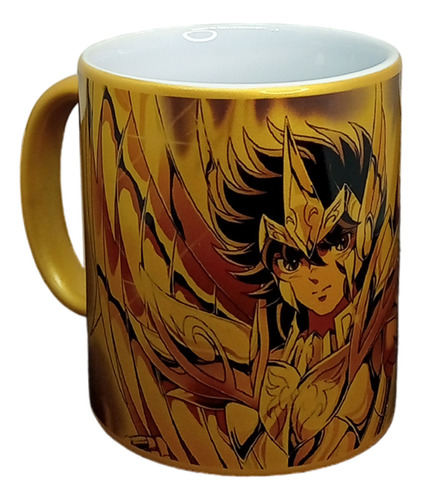 Caballeros Del Zodiaco Taza Cerámica Dorada Premium