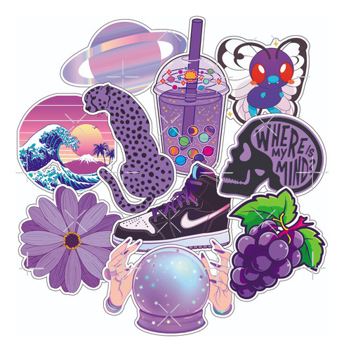 Pack Stickers Calcos Vinilos Color Violeta - Termo Noteboo