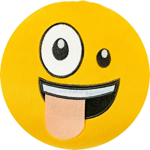 Almofada Bordada De Pelúcia Emoji/tamanho: 45 Cm X 45 Cm Cor Várias Desenho Do Tecido Piscando Com A Língua De Fora