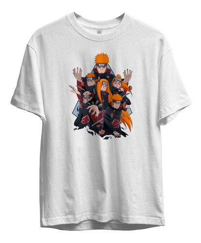 Remera Anime Naruto Todos Los Personajes Algodon Blanca