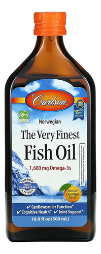 Carlson Labs Aceite De Pescado Omega 3 1600 Mg, 500 Ml Sabor Naranja