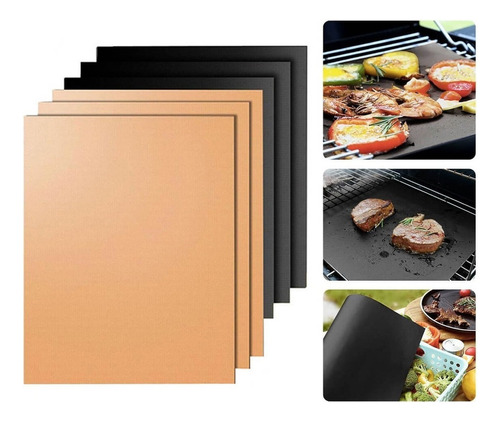 Kit 6 Bbq Grill Mat Tapete Cooper Estera Barbacoa Accesorios