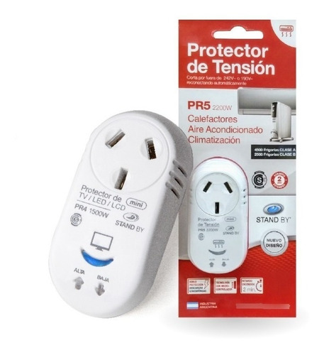 Imagen 2 de 2 de Protector Tension 2200w Stand By Pr5aire Acondicionado785050 Color Blanco