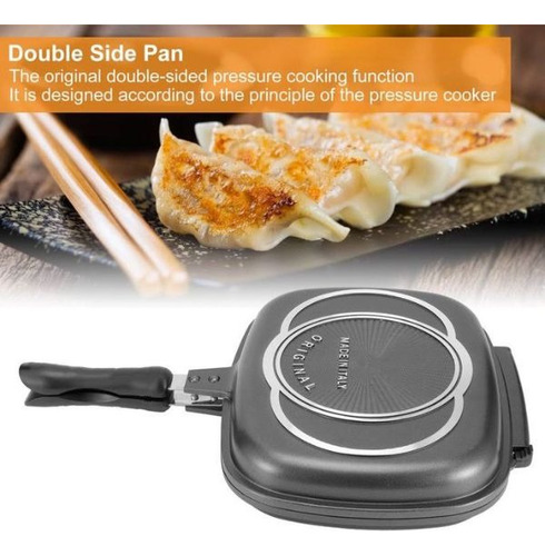 Sarten Doble Cara Antiadherente Negro Grill