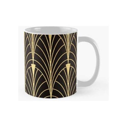 Taza Sofisticado Patrón Art Deco Dorado Brillante (falso) Ca