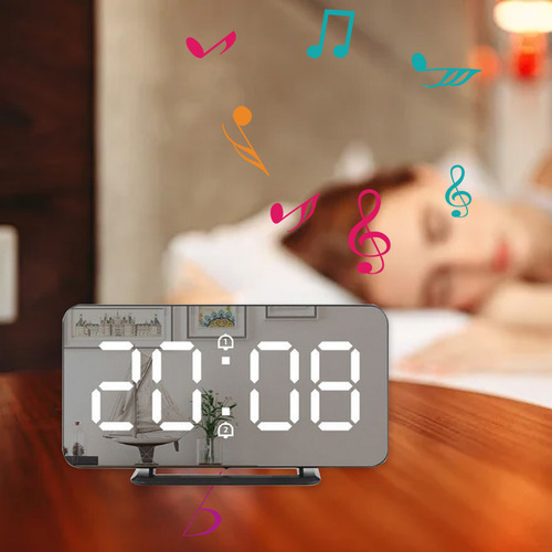 Oferta Limitada Lazy Alarm Clock Led Con Espejo De Temperatu