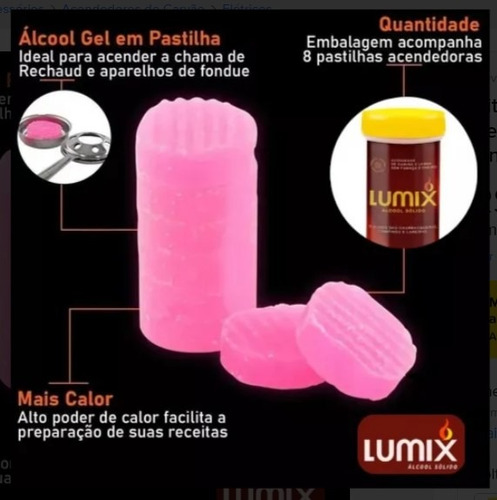 Kit Com 1 Potes Lumix Acendedor Alcool Solido De 8 Unidades
