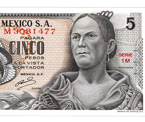 Billete De Mexico $5 Pesos Josefa O. Nuevo Sin Circular 1969