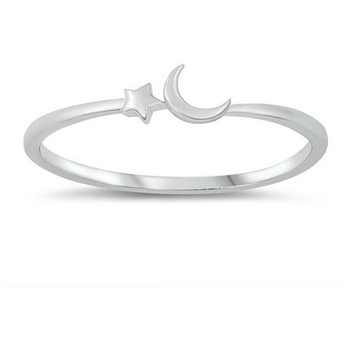 Anillo Plata 925, Luna Y Estrella