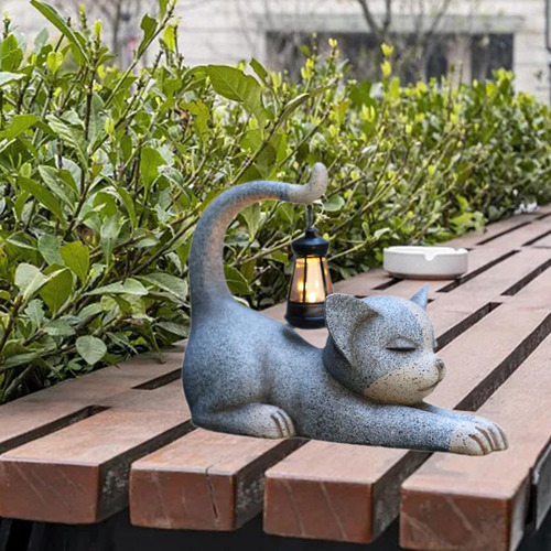 Estatua De Jardín Al Aire Libre De Gato, Regalo De Resina,