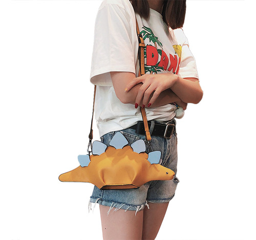 Bolso De Hombro Amarillo Con Forma De Dinosaurio En 3d Para