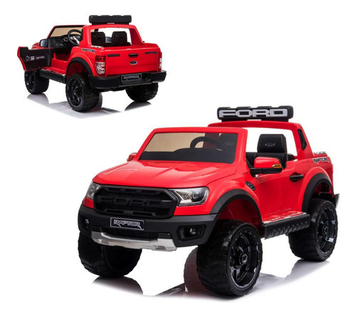 Camioneta A Bateria Ford Ranger Raptor De 12v De 2 Motores C Color Rojo