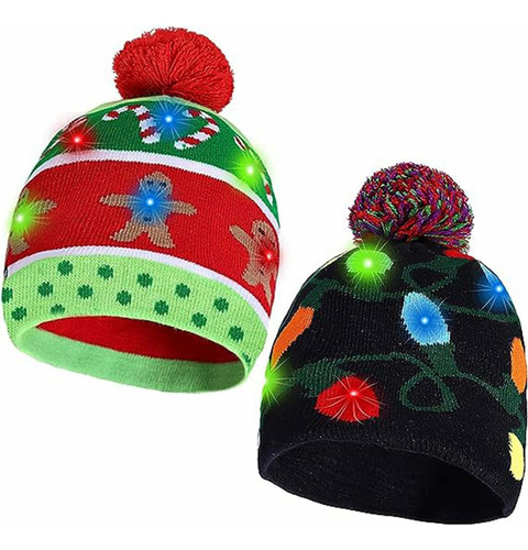 2 Sombrero De Fiesta De Navidad De Punto Con Luces Unise [u]