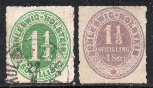 Schleswig-holstein (alemania) 2 Sellos Cifras Año 1865 