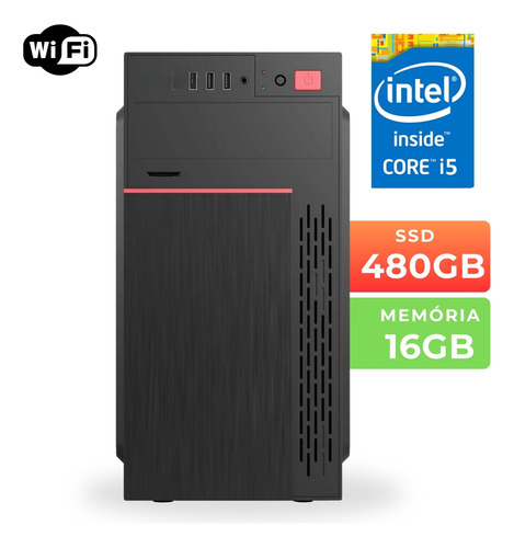 Pc Computador Intel I5 8 Geração 16gb Ddr4 Ssd 480gb + Wifi