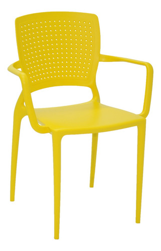 Imagem 2 de 3 de Cadeira de jantar Tramontina Safira con brazos, estrutura de cor amarelo, 1 unidade