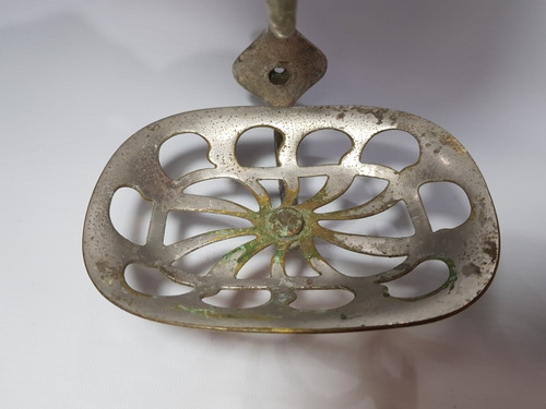 Imagen 8 de 10 de Antigua Jabonera Y Portavaso Bronce Niq Circa 1920 Mag 56397