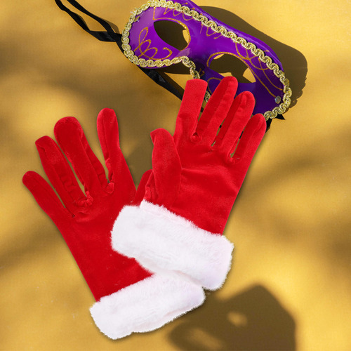 1 Par De Guantes Cortos Navideños De Papá Noel