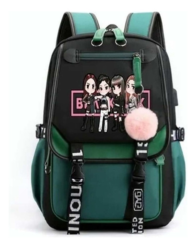 Mochila Juvenil Coreana Kpop Para Blackpink Con Puerto Usb