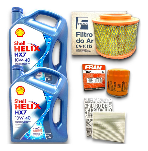 Kit 3 Filtros Fram + 8l Aceite Shell Hx7 Hilux 2005 A 2015