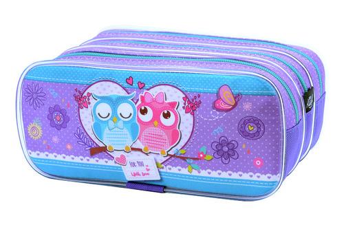 Estojo Escolar Triplo Com Estampas  Estojos Kids